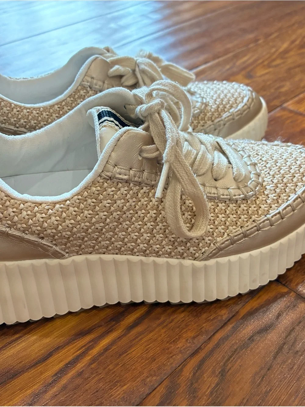 ShuShop Woven Lace-Up Sneakers - Beige/Cream